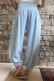 Annie Cushion Cotton Cuff Barrel Pant Bridgerton Blue